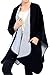 Women Poncho Shawl Blanket Scarf Wrap - Wool Pocket Cape Reversible Black Ruana