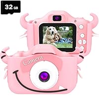 goopow Kids Children Camera, Child Digital Video Mini Camera for Girls with a Cartoon Soft Silicone Cover for Outdoor Play, Toys for Girls 3-8 Years Old, Best Christmas Birthday Gift for Girls (Pink)