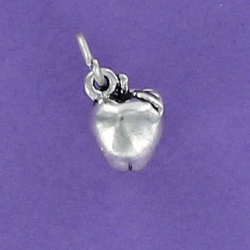 Apple Charm Sterling Silver for Bracelet 3D Tiny Leaf Teacher Fruit Snow White - Jewelry Accessories Key Chain Bracelets Crafting Bracelet Necklace Pendants