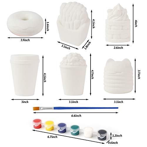 LovesTown Squishy Making Kit,6 Pcs DIY Squishies Slow Rising Jumbo Food DIY Dessert Toy Paint Your Own Squishies for Birthday Gifts