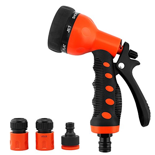 Garden Hose Nozzle Sprayer Set - Front Trigger - 7 Different Spray Settings - Heavy Duty Sprinklers High Pressure