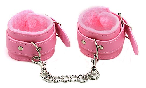 Fashion Leather Handcuffs Cuffs Adjustable Plus Sleeping Mask Set (Pink)
