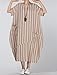 Mordenmiss Women's Cotton Linen Dress Stripes Plus Size Dresses Style 2-M-Khaki
