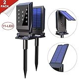 Avaspot Solar Spotlights,【2018 NEW VERSION】2 PACK 11 LED Solar Lights, Waterproof Solar Landscape Lights, 180°Adjustable Outdoor Security Lighting 2-in-1 Solar Wall Light for Patio Yard Driveway, 2PCS
