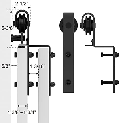 WINSOON 7.5FT Single Track Bypass Barn Door Hardware Double Doors Kit, Heavy Duty Sliding One