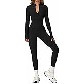 KAIFUYING Women Workout Jumpsuit Zip Up Romper Bottom Bodysuit Bodycon Sexy One Piece