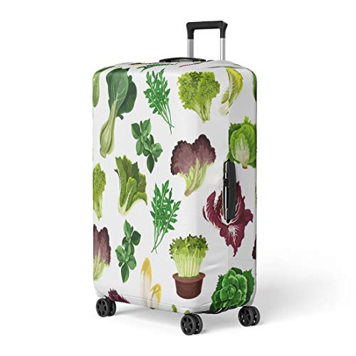 Pinbeam Luggage Cover Salad Greens and Leafy Vegetables Pattern Vegetarian Fresh Travel Suitcase Cover Protector Baggage Case Fits 22-24 inches