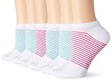 PEDS Women's Coolmax White, Blue and Pink Low Cut Sock (6 Pair Pack)