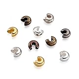 Pandahall 500pcs Mixed Style Iron Crimp Beads Covers Round Crimp Cover Clamp Tips Knot Cover Metal DIY Jewelry Findings 4mm