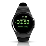 Keoker Kw18 1.3 inches IPS Round Touch Screen Bluetooth Smart Watch Phone with SIM Card Slot, Sleep and Heart Rate Monitor, Pedometer for IOS and Android Device - Black