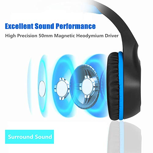 BUTFULAKE Pro Stereo Gaming Headset for Xbox One, Xbox One S, PS4, PC, Nintendo Switch, Mac, Laptop, Computer, 3.5mm Wired Over-Ear Gaming Headphones with LED Light & Noise Canceling Microphone, Blue