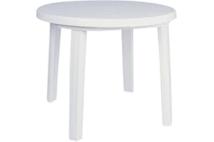 Compamia Ronda 36" Round Resin Patio Dining Table in White, Commercial Grade
