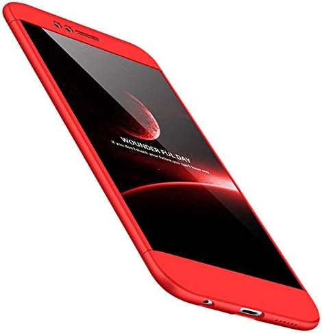 YFXP Huawei Nova 2 Plus Cover 360 Degree Protection 3 in 1 Slim PC Cover - Shockproof Shell Full Body Coverage Hard Protective Case + Tempered Glass Screen Protector For Nova 2 Plus Red