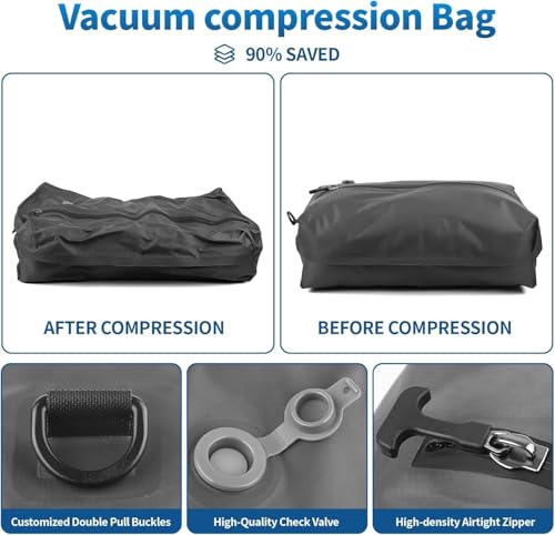 Vacuum Bags for Travel with Wireless Vacuum Pump, 17L Saver Vacuum Bags for Travel Lightweight & Durable, IP67 Reusable Vacuum Compression Bags for Suitcases and Backpack, Luggage, Moving(1PC+Pump)