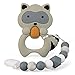 Baby Teething Toys BPA Free Silicone Teether Chew Egg with Pacifier Clip Cute and Effective Pain Relief Raccoo for Stylish Boy or Girl