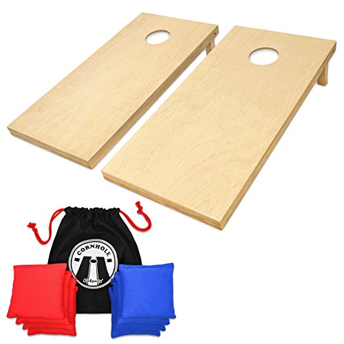 GoSports Solid Wood Premium Cornhole Set - Choose Between 4 ft x 2 ft or 3 ft x 2 ft Game Boards, Includes Set of 8 Corn Hole Toss Bags