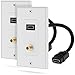 Fosmon HDMI Coaxial Wall Plate 4K, 1-Port 4K HDMI Cable Cord with Ethernet + 1 Port F Connector Coax Keystone for HDTV, Home Theater, DVD, Xbox, PS3/PS4, Nintendo Switch - 2 Pack