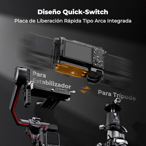 K&F CONCEPT ZV-E1 Cage，Kit de Jaula para Sony Alpha ZV-E1 con Liberación Rápida HawkLock，Placa de Liberación Rápida Incorporada para Arca, Zapata Fría y Orificios Roscas de 3/8'' y 1/4''