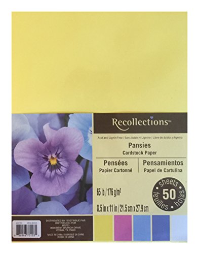 Pansies Cardstock Value Pack, 50 Sheets, Assorted Colors