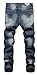 FEESON Men's Ripped Slim Fit Straight Denim Jeans Vintage Style with Broken Holes 08 W34