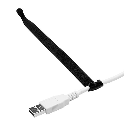 Starument Hook and Loop Cable Ties, Premium Industrial Grade and Reusable Fastening Cord Straps for Home, Office and Outdoors, Black, 50 Piece