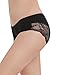 LIQQY Women's 4 Pack Cotton Lace Coverage Seamless Brief Panty Underwear Mid-Waisted Underpants (Black, Medium)