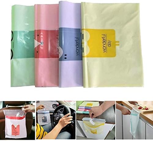 ポータブル車用ゴミ袋 吸引バッグ 粘着 漏れ防止 ゴミ袋 車用ゴミ袋 取り外し可能ゴミ箱 車 4色60個 赤ちゃんの部屋 オフィス キッチン用 驚きの値段で 勉強部屋