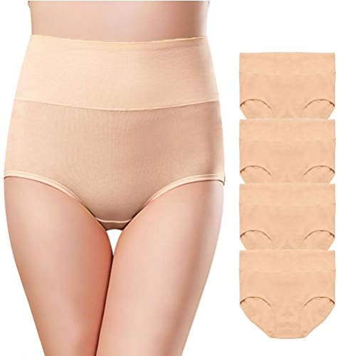 Envlon Womens Cotton Underwear, High Waist Full Coverage Soft Comfortable Breathable Brief Panties for Women Multipack