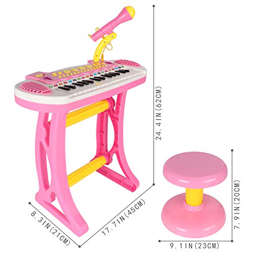BAOLI 31 Keys Pink Children Musical Toys Electronic Organ Keyboard Piano with Karaoke Recording