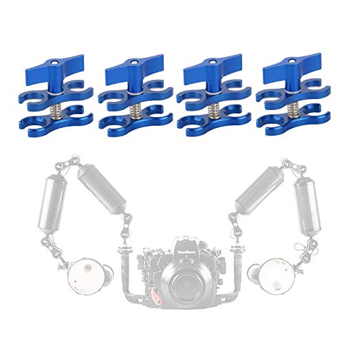 4pcs 1″ Inch Standard Ball Clamp with Cut Outs Aluminium for Underwater Light Arm System,Photography Diving Camera