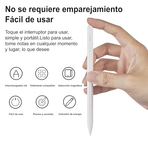 Stylus Pen, Active Stylus Pen Compatible for iOS and Android Phones, Rechargeable Stylus Pen with Dual Touch Screen, for Apple/Samsung Tablet, White