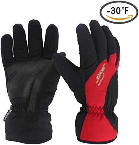 SHARBAY Windproof Waterproof Winter Warm Thermal Gloves Cold Weather Snow Skiing Snowboarding Snowmobile Ski Gloves for Men Women (Red, XL)