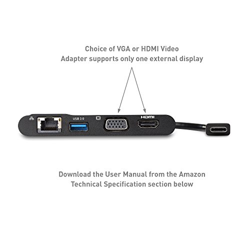 Cable Matters USBC Multiport Adapter with 4K HDMI or VGA, USB 3.0 and