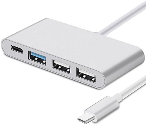 Konty 4 in 1 USB-C Hub Multi-Port Charging Connecting Adapter for New MacBook and More Device(Silver)