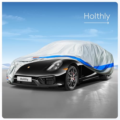 Holthly 10-Layer Outdoor Car Cover, Plush Car Cover, 100% Waterproof, Car Cover Suitable for Coupe Sedan Peugeot RCZ 308CC, BMW Z4, Porsche Boxster 718 Cayman, etc. 3M