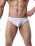 Ekouaer Men Briefs Underwear Ice Silk Wide Waistband Triangle Bikini Briefs 3 Pack