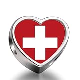 J.Charm Switzerland flag Heart Photo Charms Beads bead DIY