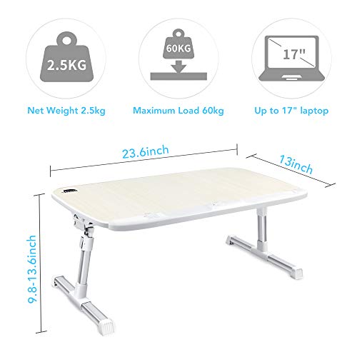 Laptop Table, JARBO Adjustable Laptop Desk, Laptop Stand for Bed, Bed Table, Bed Desk, Bed Tray, Foldable Table Portable Desk (Not for Left Handed People)