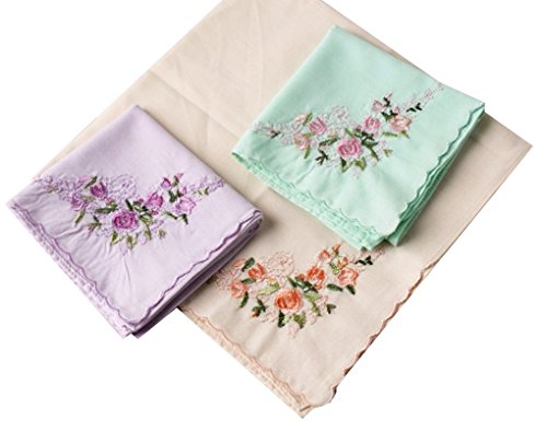 La closure Ladies Soft Embroidery 60s"Cotton Handkerchiefs-Square 43cm