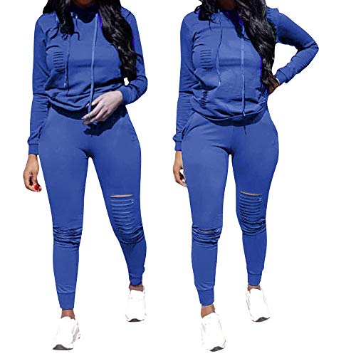 Women's Sweatsuits, Women's 2 Pcs Tracksuit - Round Neck Long Sleeve Top Stripe Long Pants Jumpsuit Outfits Set - Sport - Thumbnail 2