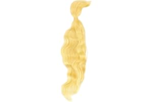 PH PandaHall Doll Hair Wig Yellow Mohair Hairs Wefts Long Curly Hair Wool Figurine Wigs Faux Hairs Extensions for DIY Dolls M