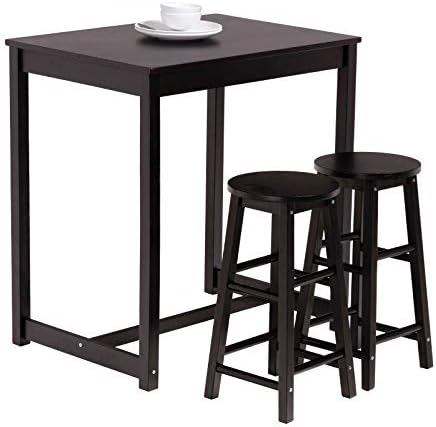 Wooden dining desk set with stools, priced at $109.99 as of August 9, 2023.