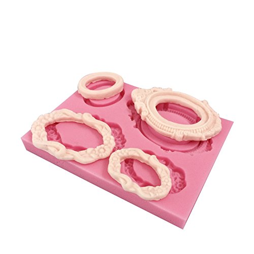 Anyana 3D Vintage Mirror Frame silicone fondant mold cake decorating tool cupcake topper edible gum paste sugar pastry decoration - Thumbnail 6