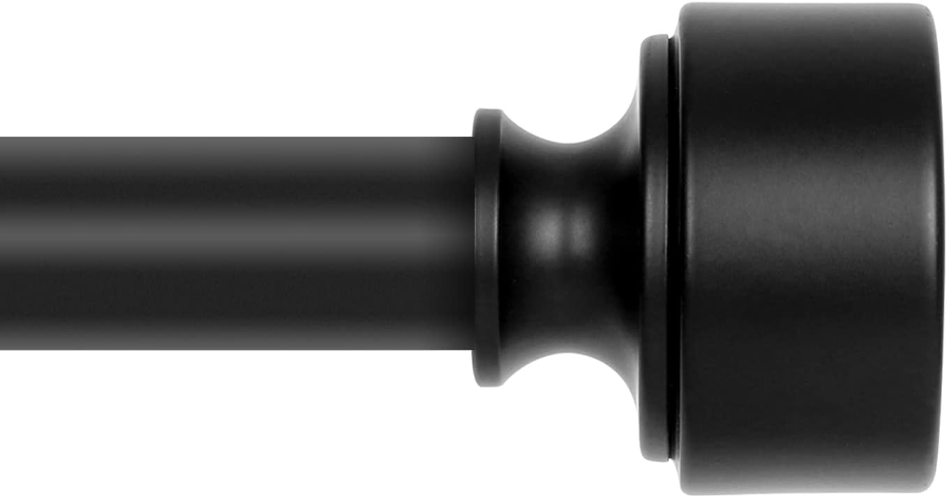 Window Treatment Hardware - Black Curtain Rods for Windows 66 to 120 Inch(5.5-10ft),Noble Metal End Cap Curtain Rods,1