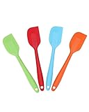 4pcs Silicone Spatula,450oF Heat-Resistant Baking Spoon & Spatulas - Ergonomic Easy-to-Clean Seamless One-Piece Design - Nonstick - Dishwasher Safe - Solid Stainless Steel - Multicolor by Rienar