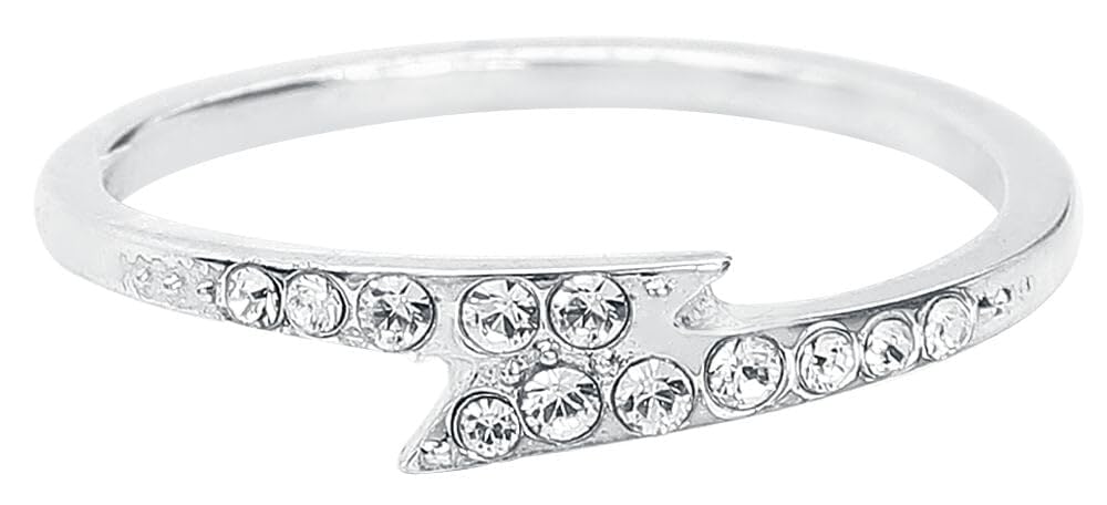Harry Potter Official Sterling Silver Lightning Bolt Ring with Crystal Elements - Small by The Carat Shop