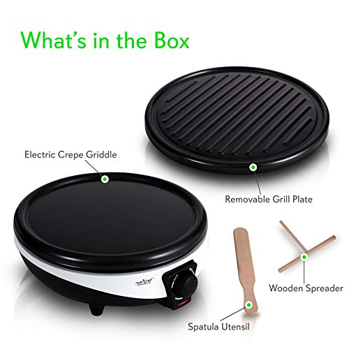 image for NutriChef Electric Griddle & Crepe Maker - Nonstick 11.8 Inch Hot Plat