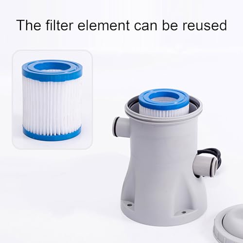 Denash de Bomba de filtros de Piscina de Cartucho, 330 GPH, Potente Bomba de Filtro de Piscina, Cartucho eléctrico de Alta eficiencia para Piscinas sobre el Piso
