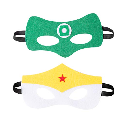 AMASKY Superhero Dress Up Costume Set, Double-Sided Satin Capes with Felt Masks for Kids (Lantern-Wonder Woman)
