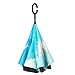 LifeHax Double Layer Inverted/Reverse Folding Umbrella | Windproof, Waterproof, UV Protection | C-Shaped Hands Free Handle | Carrying Case | Self Standing Inside Out Drip Free (Blue Cloud)